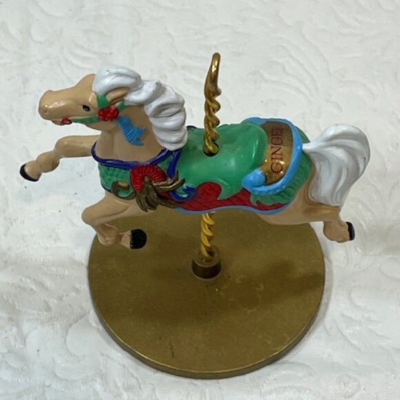 VTG1989 Hallmark Christmas Carousel Horse Ginger Number 4 Ornament/Table Decor - Picture 4 of 8